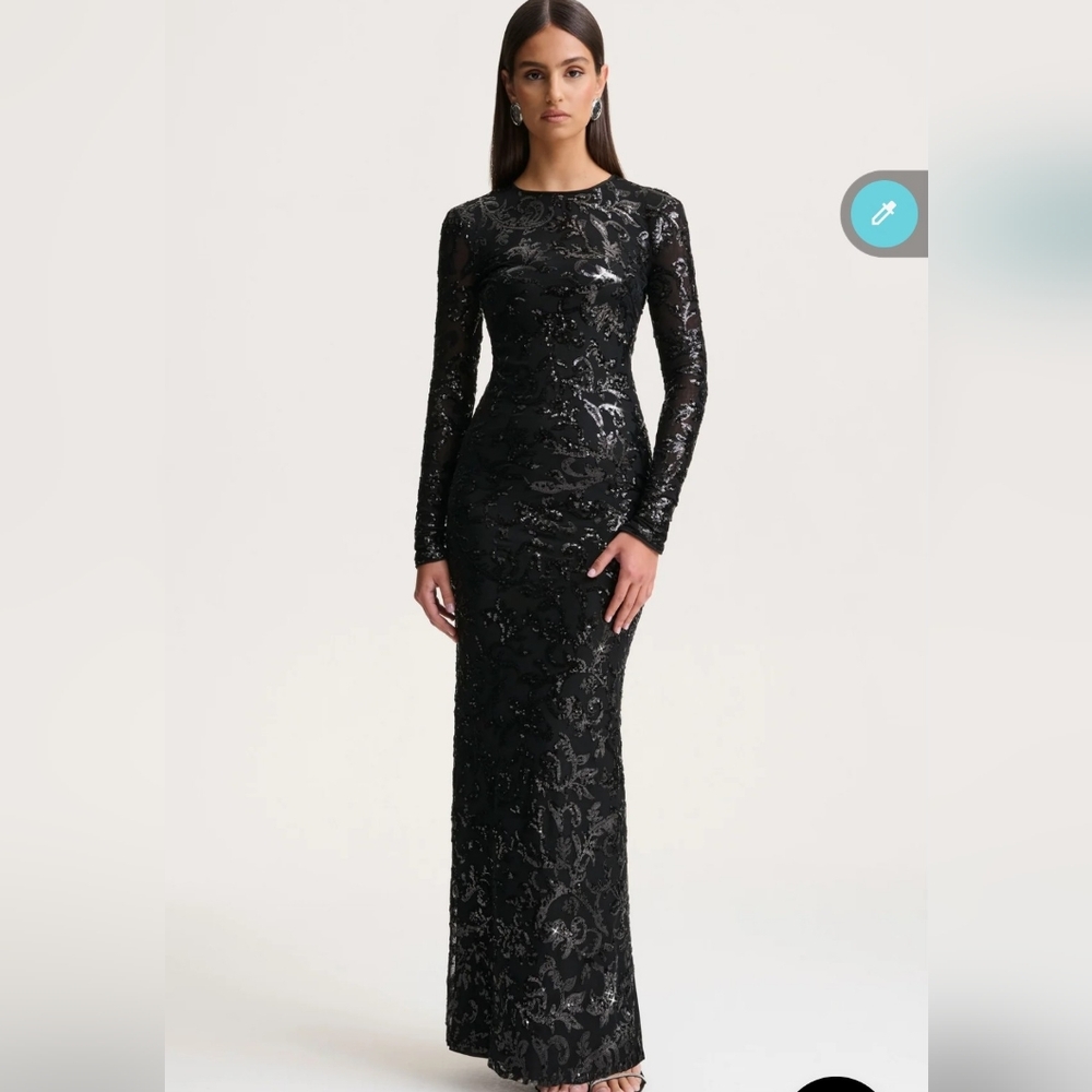 NWT Club L London Black Sequin Maxi Gown